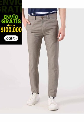 Pantalon Tipo Chino Unicolor   Para Hombre Gris Patprimo Patprimo
