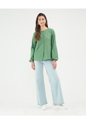 Blusa Para Mujer Manga Larga Color Verde Oscuro Marca Patprimo #30123468