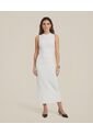 Vestido Midi Ajustado En Rib   Para Mujer Blanco Patprimo de Patprimo