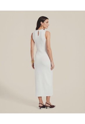 Vestido Midi Ajustado En Rib   Para Mujer Blanco Patprimo