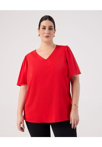 Blusa  Para Mujer Manga Corta Color Rojo Marca Patprimo #14121419