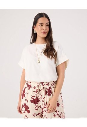 Camiseta Para Mujer Manga Corta Cuello Redondo Color Crema Marca Patprimo #14091446