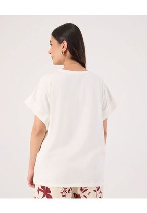 Camiseta Para Mujer Manga Corta Cuello Redondo Color Crema Marca Patprimo #14091446