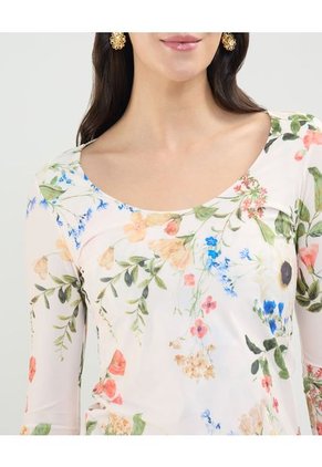 Camiseta Para Mujer Manga 3/4 Cuello Redondo Color Crema Marca Patprimo #30093620