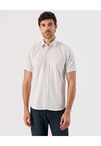 Camisa  Para Hombre Manga Corta Sin Bolsillo Cuello C Color Crema Marca Patprimo #44017276 Patprimo