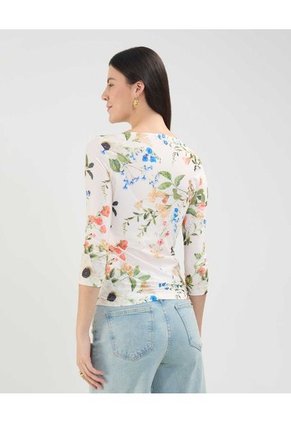 Camiseta Para Mujer Manga 3/4 Cuello Redondo Color Crema Marca Patprimo #30093620