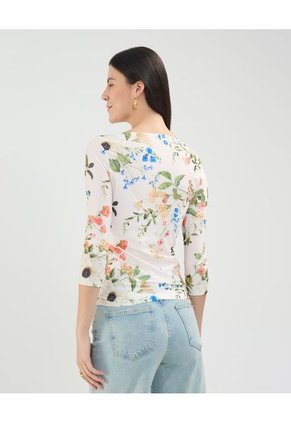 Camiseta Para Mujer Manga 3/4 Cuello Redondo Color Crema Marca Patprimo #30093620