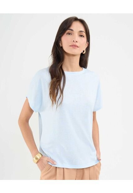 Camiseta Para Mujer Manga Corta Cuello Redondo Color Azul Claro Marca Patprimo #30093673