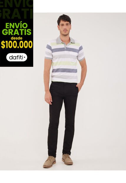 Pantalon Chino Basico Contraste - Nuevo Fit- Slim  Para Hombre Negro Patprimo
