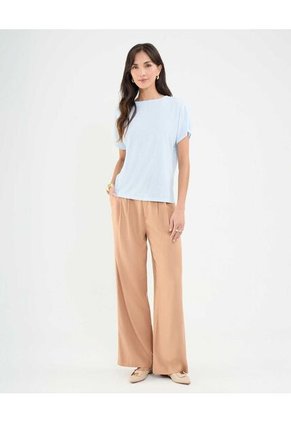 Camiseta Para Mujer Manga Corta Cuello Redondo Color Azul Claro Marca Patprimo #30093673