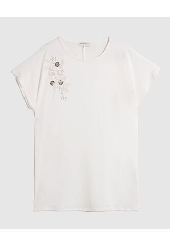 Camiseta  Para Mujer Manga Corta Cuello Redondo Color Blanco Marca Patprimo #14091455 Patprimo