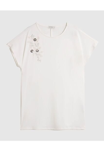 Camiseta  Para Mujer Manga Corta Cuello Redondo Color Blanco Marca Patprimo #14091455