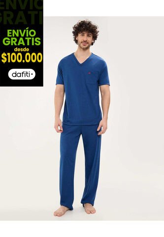 Conjunto De Pijama Con Pantalón  Para Hombre Azul Patprimo Patprimo