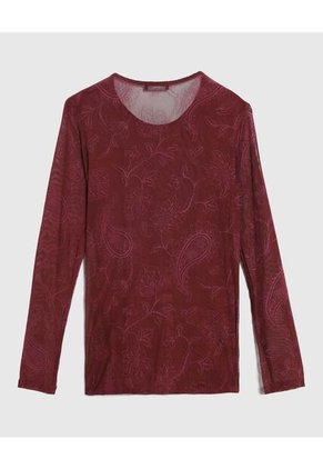 Camiseta  Para Mujer Manga Larga Cuello Redondo Color Vino Marca Patprimo #30093583