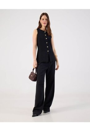 Chaleco  Para Mujer Tejido Color Negro Marca Patprimo #30250046