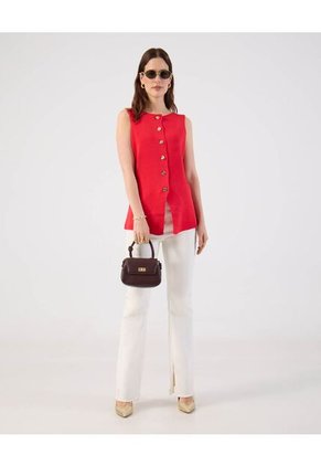 Chaleco Para Mujer Tejido Color Rojo Marca Patprimo #30250046