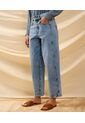 Jeans Recto Con Costura Lateral   Para Mujer Azul Patprimo de Patprimo