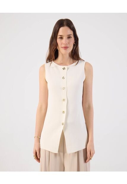 Chaleco  Para Mujer Tejido Color Crema Marca Patprimo #30250046