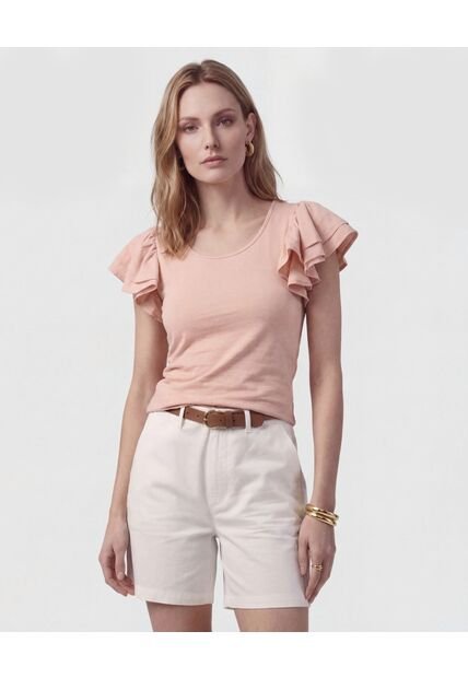 Camiseta  Para Mujer Manga Corta Cuello Redondo Color Rosa Marca Patprimo #30093890