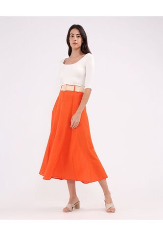 Falda Para Mujer Largo Color Rojo  Marca Patprimo #30140388 Patprimo