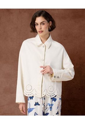 Chaqueta  Para Mujer Trucker Color Blanco Marca Patprimo #30080605