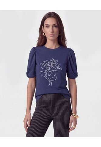 Camiseta  Para Mujer Manga Corta Cuello Redondo Color Azul Marca Patprimo #30093900 Patprimo