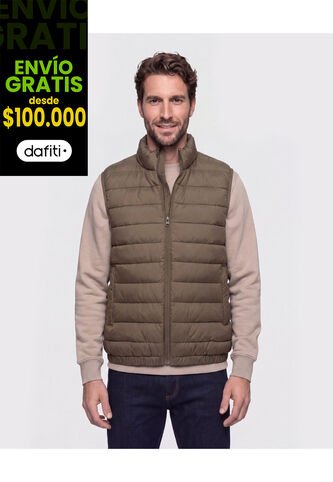 Chaleco Acolchado Cuello Alto   Para Hombre Verde Patprimo Patprimo
