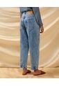 Jeans Recto Con Costura Lateral   Para Mujer Azul Patprimo de Patprimo