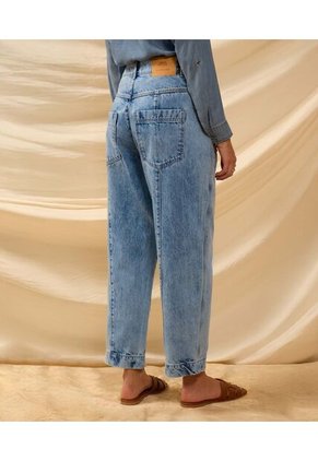 Jeans Recto Con Costura Lateral   Para Mujer Azul Patprimo