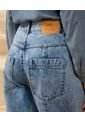 Jeans Recto Con Costura Lateral   Para Mujer Azul Patprimo de Patprimo