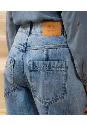 Jeans Recto Con Costura Lateral   Para Mujer Azul Patprimo