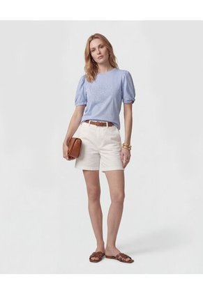 Camiseta  Para Mujer Manga Corta Cuello Redondo Color Azul Marca Patprimo #30093900