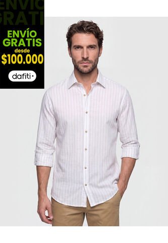 Camisa Casual A Rayas   Para Hombre Blanco Patprimo Patprimo