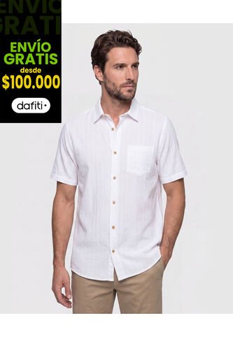 Camisa Manga Corta Texturizada   Para Hombre Blanco Patprimo Patprimo