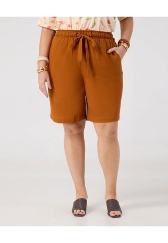 Bermuda Con Cinturón Anudable  Curvy  Para Mujer Naranja Patprimo Patprimo