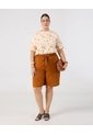Bermuda Con Cinturón Anudable  Curvy  Para Mujer Naranja Patprimo de Patprimo