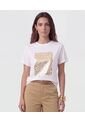 Camiseta Básica Con Estampado Metalizado   Para Mujer Blanco Patprimo de Patprimo