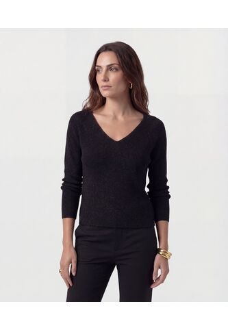 Saco De Punto Cuello En V   Para Mujer Negro Patprimo Patprimo