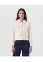 Chaqueta Corta Con Botones Dorados   Para Mujer Crema Patprimo de Patprimo