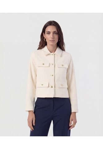 Chaqueta Corta Con Botones Dorados   Para Mujer Crema Patprimo Patprimo