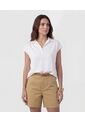 Blusa Tipo Polo Fluida   Para Mujer Blanco Patprimo de Patprimo