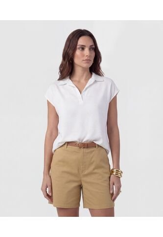 Blusa Tipo Polo Fluida   Para Mujer Blanco Patprimo Patprimo