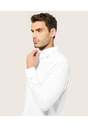 Camisa Para Hombre Manga Larga Sin Bolsillo Cuello Italiano Color Blanco Marca Patprimo #44012575
