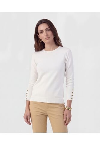 Saco De Punto Con Detalle De Botones En Puño   Para Mujer Blanco Patprimo Patprimo