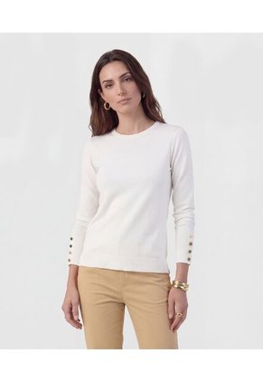 Saco De Punto Con Detalle De Botones En Puño Para Mujer Blanco Patprimo