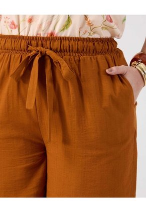 Bermuda Con Cinturón Anudable  Curvy  Para Mujer Naranja Patprimo