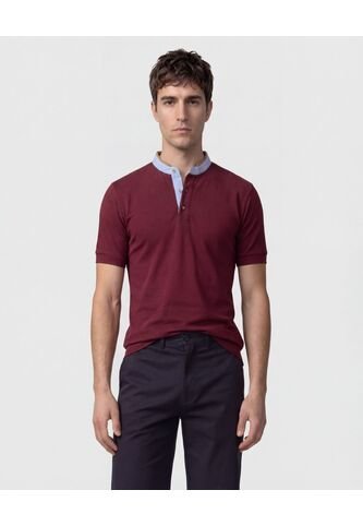 Polo  Para Hombre Cuello Mao Sin Bolsillo Color Vino Marca Patprimo #44112812 Patprimo