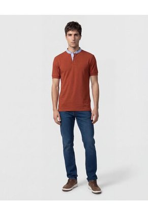 Polo  Para Hombre Cuello Mao Sin Bolsillo Color Naranja Marca Patprimo #44112812