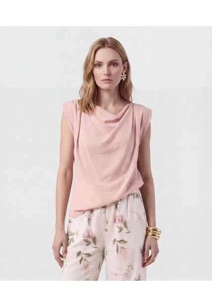 Blusa Con Cuello Redondo Y Hombreras Para Mujer  Para Mujer Rosa Patprimo