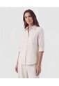 Camisa Unicolor Con Charretera   Para Mujer Crema Patprimo de Patprimo